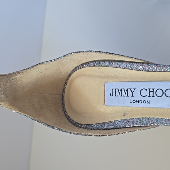 Jimmy Choo Edina 85 Ankle Strap Sparkle Sandals Luxury Leather Heels - Picture 6 of 17